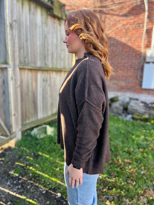 CHOCOLATE MOCK NECK SWEATER