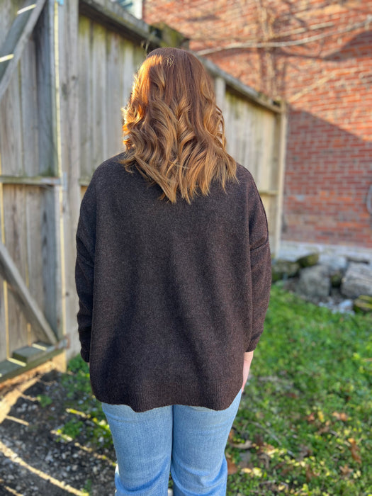 CHOCOLATE MOCK NECK SWEATER