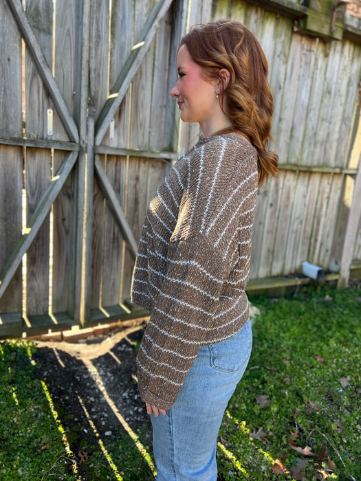 DROP SHOULDER BROWN SWEATER