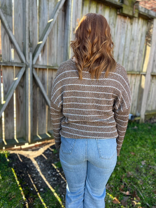 DROP SHOULDER BROWN SWEATER