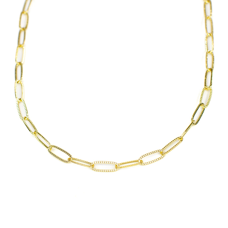 GOLD TEXTURE PAPER CLIP NECKLACE