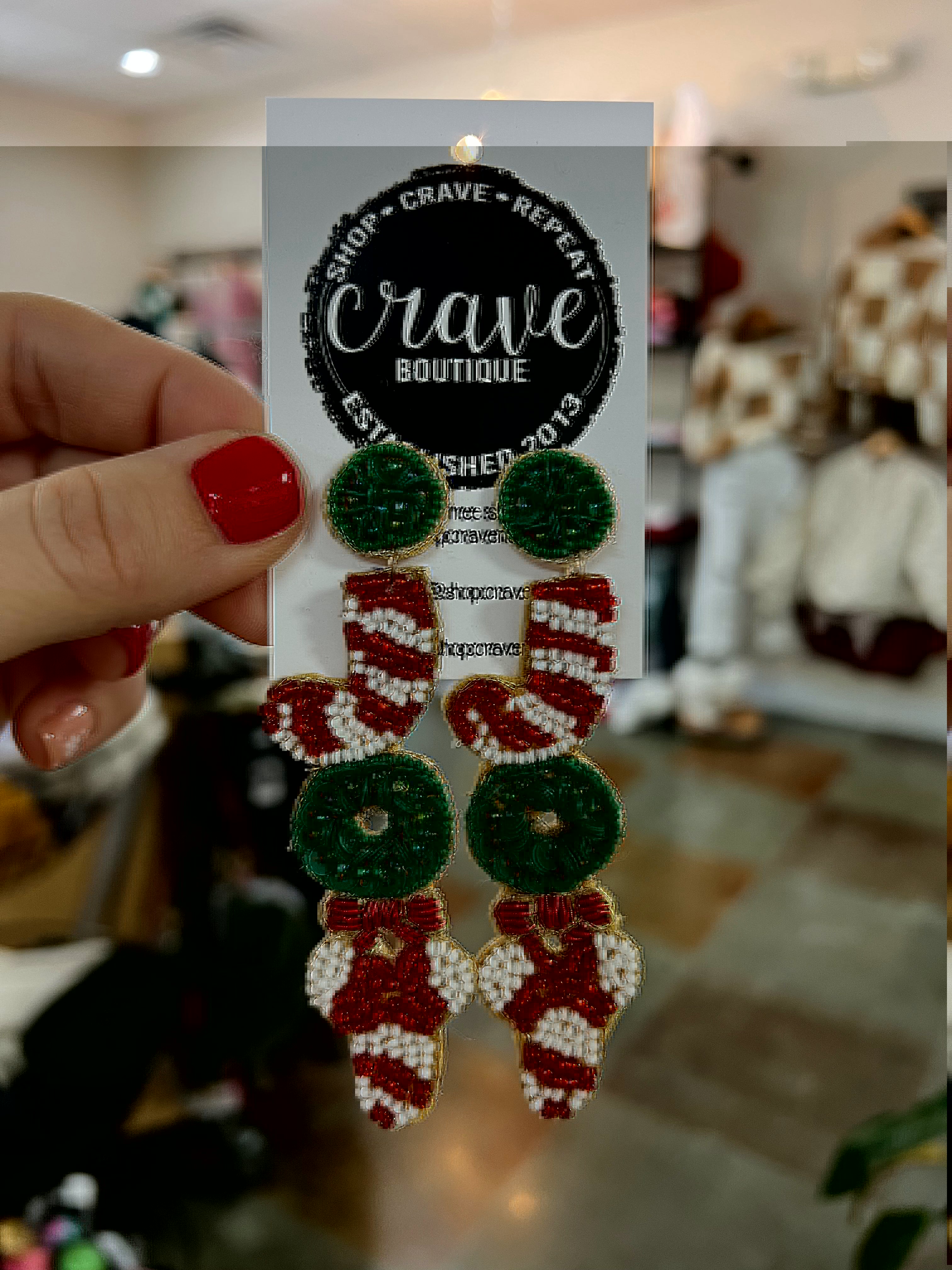 JOY BEADED CHRISTMAS EARRING