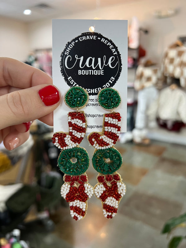 JOY BEADED CHRISTMAS EARRING