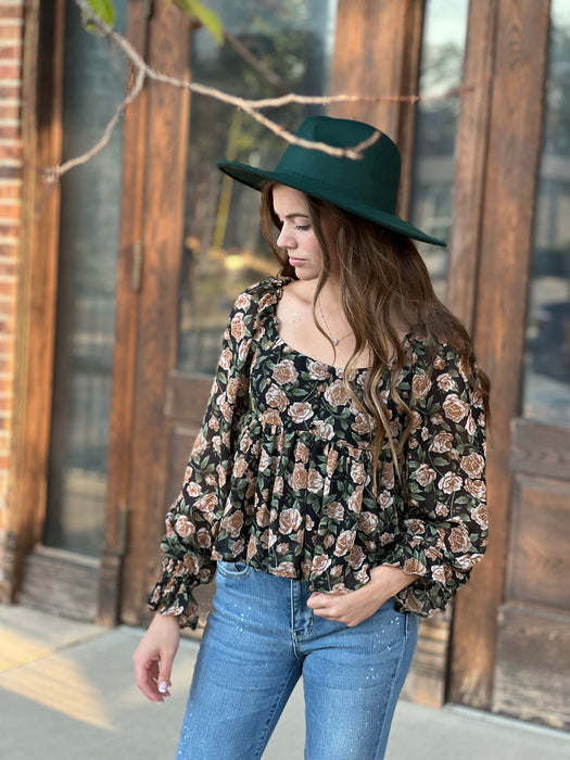 GLIMPSE OF FALL FLORAL BLOUSE