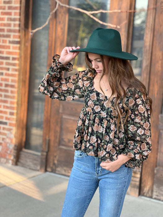 GLIMPSE OF FALL FLORAL BLOUSE