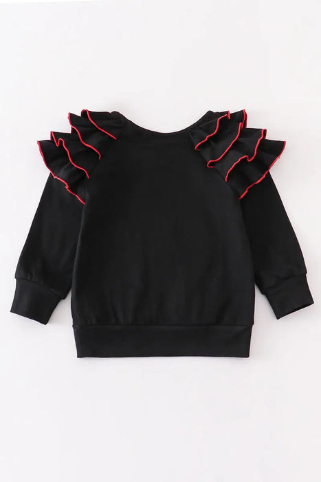 BLACK RUFFLE SANTA TOP